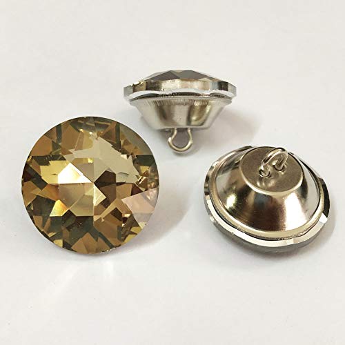 25PCS 25mm Crystal Glass Buttons Sewing Rhinestone Buttons (Tea BS) - color: Tea Button(BS)