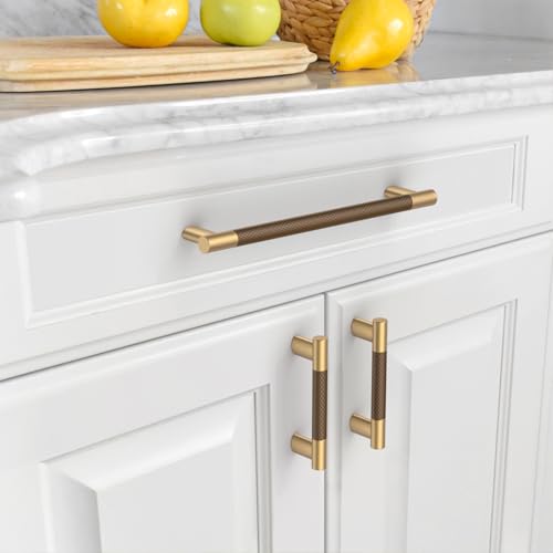 Asidrama 10 Pack 7 Inch(177mm) Knurled Brown and Champagne Bronze Kitchen Cabinet Handles,Cabinet Pulls Kitchen Cabinet Hardware Cupboard Handles Drawer Handles Dresser Pulls 4496A - color: Brown-Champagne, size: 7" Hole Center(177mm)