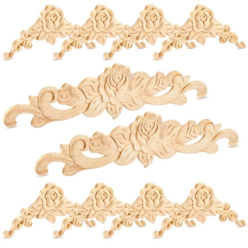 Yalikop 5 Pcs Wood Appliques and Onlay for Furniture, Small Size, Flower - color: Flower, size: Small Size