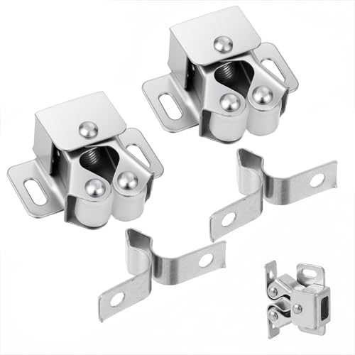 2Pcs Cabinet Latch, Double Roller Catch Latches Hardware for Doors Cupboard Cabinet Closet Door Latches and Catches
