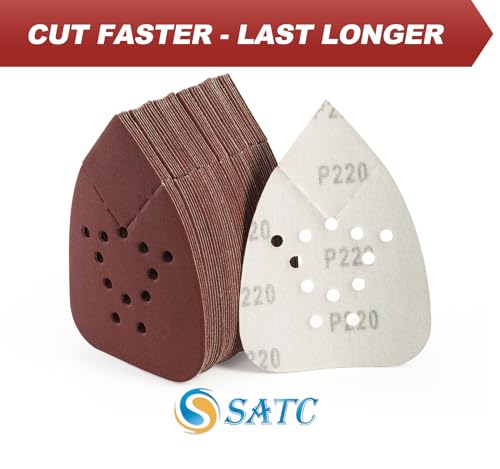 S SATC Mouse Sander Sandpaper 50PCS Mouse Sanding Pads 12 Holes Hook and Loop Sandpaper 220 Grit Detail Palm Sand Paper - style: 50 PCS 12 Hole 220 Grit