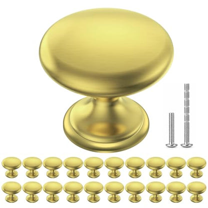 POZEAN Cabinet Knobs Brushed Nickel 20 Pack Cabinet Handles Drawer Knobs Solid Knobs Gold with Screws for Dresser Drawer Cabinet Cupboard - Modern Kitchen, Bedroom and Bathroom Hardware,Gold - color: Gold, size: 20 Pack