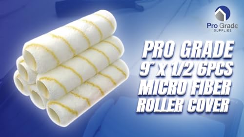 Pro Grade Paint Roller Covers, 9 Inch, 1/2 Inch Microfiber Nap, 6 Pack