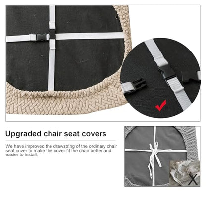 Genina Seat Covers for Dining Room Washable Chair Seat Slipcovers Set of 6 - color: Khaki, size: 16-20in Not waterproof