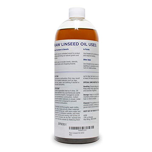 LinSheen Raw Linseed Oil – Flaxseed Wood Treatment Conditioner to Rejuvenate, Restore and Condition Wood Patio Furniture, Decks to Kitchen Cutting Boards, 32 oz Bottle - size: 32 Fl Oz (Pack of 1)
