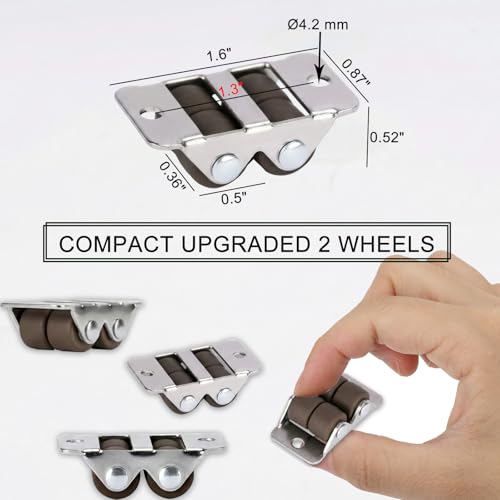 0.5" Small Four‑Wheel Caster Wheels, Mini Fixed Rigid, 8‑Pack,33 lbs/Caster - size: FOUR WHEEL-8pcs