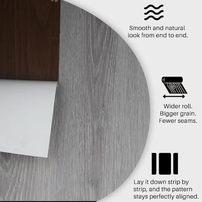 Wood Grain Peel and Stick Floor Tiles, 11.8" W × 394" L, Soft Gray - color: Ashline Rustic, size: 394"*11.8"