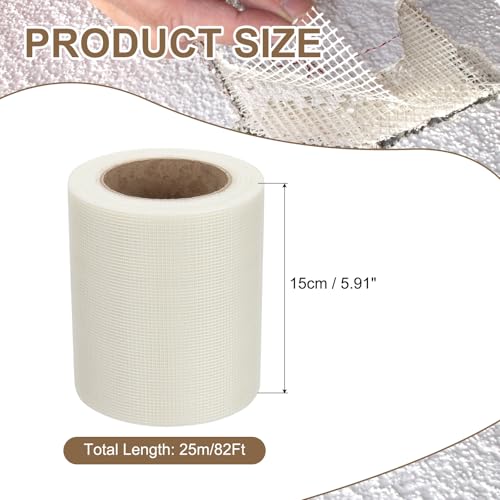 PATIKIL Drywall Repair Mesh Tape, 6 inch x 82 ft Fiberglass Repair Patch Self-Adhesive Dry Wall Joint Tape 12 Mesh Wall Hole Crack and Seam Patch, White - size: 6 inch x 82 Feet