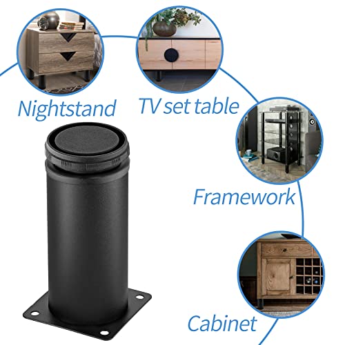 Stainless Steel Adjustable Furniture Legs 5 Inch - Black - 4pcs - color: Black, size: 5"