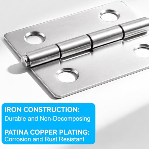 50-Pack 18 x 15mm Silver Mini Hinges, 200 Screws for Jewelry Boxes - color: Silver