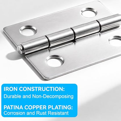 50-Pack 18 x 15mm Silver Mini Hinges, 200 Screws for Jewelry Boxes - color: Silver