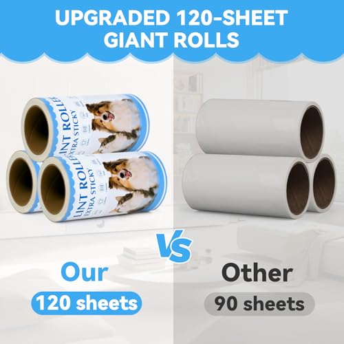 Extra Sticky Lint Rollers for Pet Hair, 1200 Sheets, 4 Handles