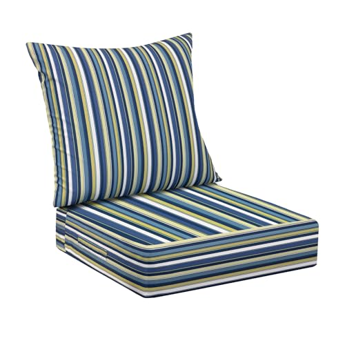 IPYNBAP Outdoor Cushions for Patio Furniture,Outdoor Seat Cushion Set 24 x 24 x 5.75 Inch,Waterproof & Fade Resistant Outdoor Chair Cushions,Deep Patio Chair Cushion with Removable Cover,Blue Stripe - color: Blue Stripe, size: 24*24+5.75/25*22.5"