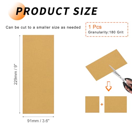1 Pcs 180 Grit Sandpaper 3.6 x 9 Inch Sand Paper Alumina Gold - size: 3.6 x 9 Inch(180 Grit)