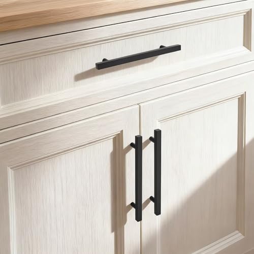Probrico Matte Black Cabinet Handles & Pulls 6.3" CC Square 5Pack - color: Black, size: Hole Center: 160mm(6.3inch)