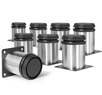 Stainless Steel Adjustable Furniture Legs 2.5 Inch - Silver, 8pcs - color: Silver, size: 2.5"