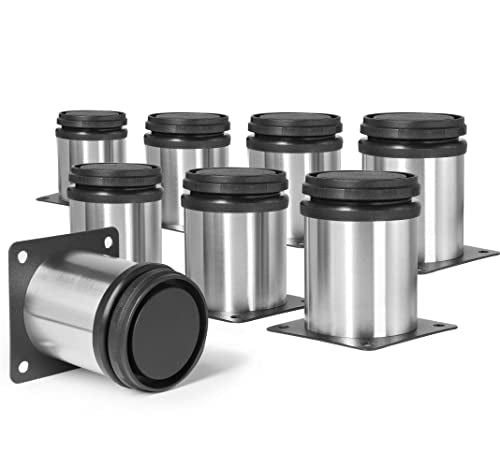 Stainless Steel Adjustable Furniture Legs 2.5 Inch - Silver, 8pcs - color: Silver, size: 2.5"