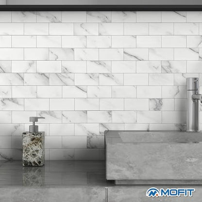 Subway Tile Peel and Stick Kitchen Backsplash White 10pcs - color: White
