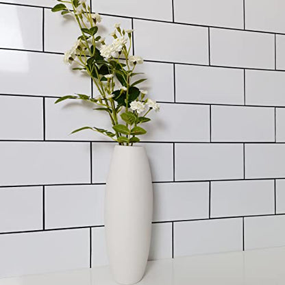 AULIGET 100-Piece Polished White Thick PVC Peel and Stick Backsplash, 3" x 6" Waterproof Subway Tile Peel and Stick Wall Tiles for Kitchen & Bathroom - color: Polished White Tile Look