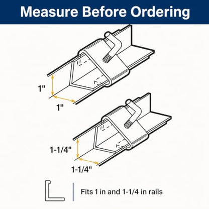 Prime-Line U 11310 Bed Frame Rail Clamp Kit, Fits 1 In. and 1-1/4 In.. Frames, Steel Construction, Zinc Plated (2 Sets)