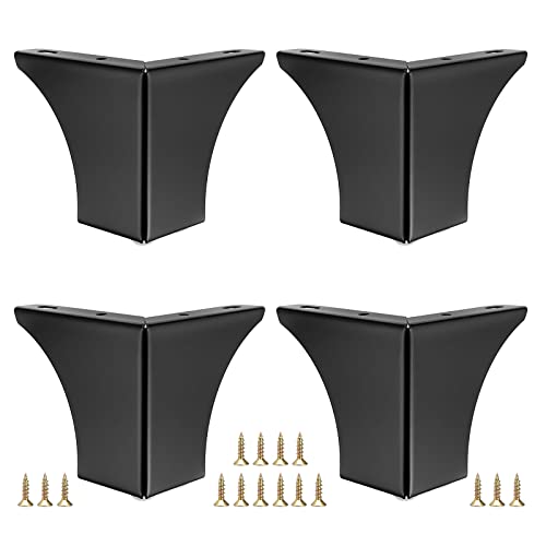 OwnMy 4PCS Metal Furniture Legs 4 Inch Black Sofa Legs Dresser Legs - size: 4 Inch
