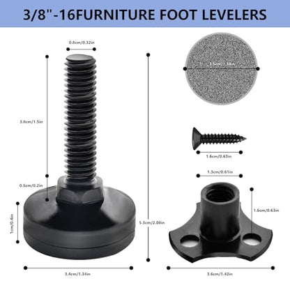 4 Pack Adjustable Leveling Feet, Furniture Levelers Table Feet