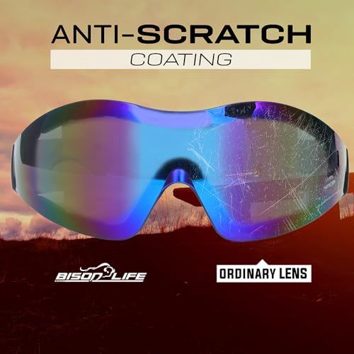 BISON LIFE Mirage Blue Mirror Lens vented Safety Goggles, ANSI Z87.1, 1Pack - color: Blue Mirror