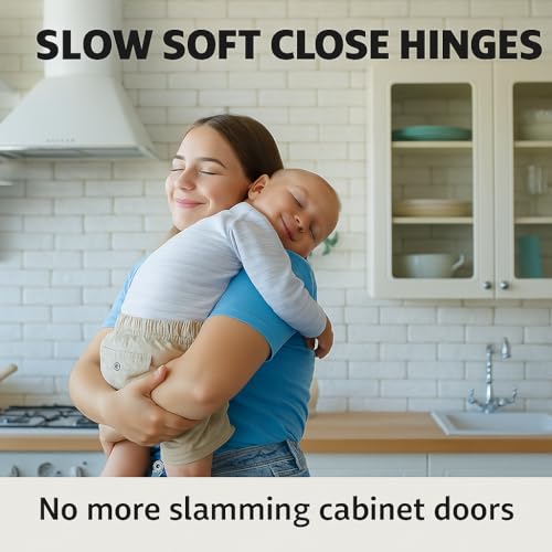 DecoBasics Full Overlay European Soft Close Cabinet Hinges for Kitchen Cabinets (20 Pcs) -105° Frameless Concealed Cabinet Door Hinge -6 Way Adjustability & Clip on Plate for Easy Installation - size: Full Overlay