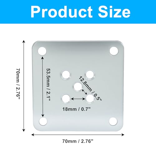 4Pcs Silver Metal Mounting Plates 7x7cm (2.76"x2.76") - size: 70x70mm