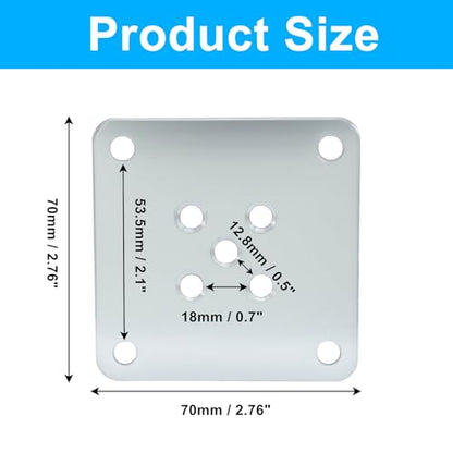 4Pcs Silver Metal Mounting Plates 7x7cm (2.76"x2.76") - size: 70x70mm