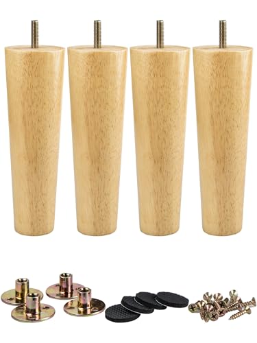 La Vane 3 inch / 8cm Solid Wood Furniture Legs - Tapered Replacement Feet with 5/16 inch Thread & Mounting Plates - Set of 4 for Sofa, Couch, Cabinet, Ottoman - color: Tapered, size: 4PCS - 3.15" / 8cm