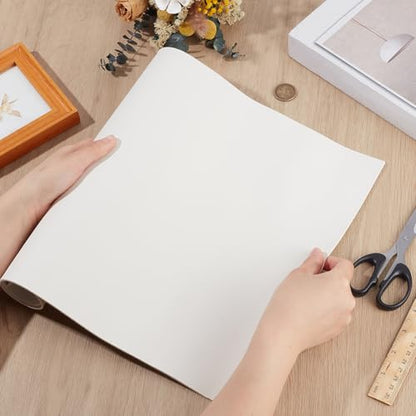 23.7 x 13.01 Inch Litchi Tooling PU Leather Sheet Solid Color Synthetic Fabric Roll Flawless Pieces Square Leather Sheet Leatherette for DIY Earrings Bows Crafts Making(White) - color: White