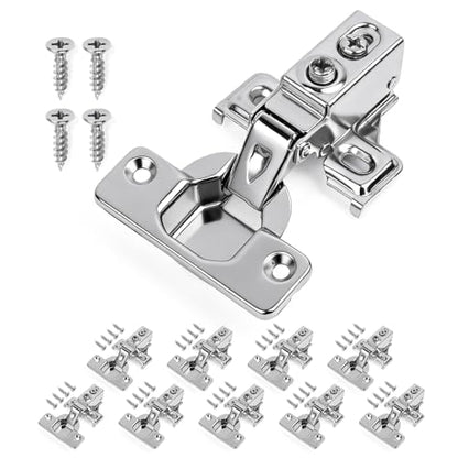 Mousike 10 Pack (5 Pair) Soft Close Cabinet Hinges, 1/2 Overlay Soft Close Hinges for Kitchen Cabinet, Stainless Steel, Built-in Damper, 100 Degree Opening Angle, 6 Way Adjustment - color: Silver, size: 10 Pack