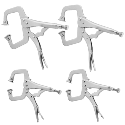 4 Pack 11 & 6 Inch C Clamp Locking Pliers with Swivel Pads, Heavy Duty C Clamp Welding Pliers for Woodworking and Home Improvement - size: 4 Pack 11 & 6 Inch