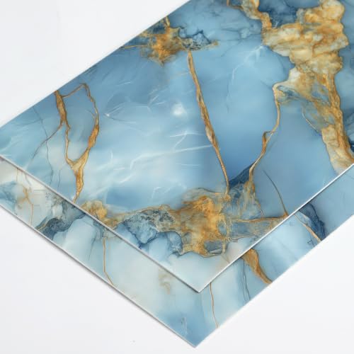 Haimin 3D Wall Panels Peel and Stick Marble Tile Look 10 Pack Waterproof - color: Gilded Blue