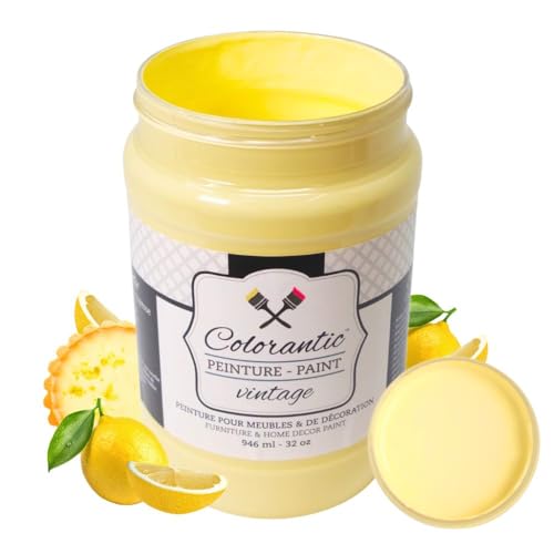Colorantic Vintage Chalk Based Paint for DIY Furniture and Home Decor Craft Art (Lemon Pie, 32 oz (Quart)) - color: Lemon Pie, size: 32 Fl Oz (Pack of 1)
