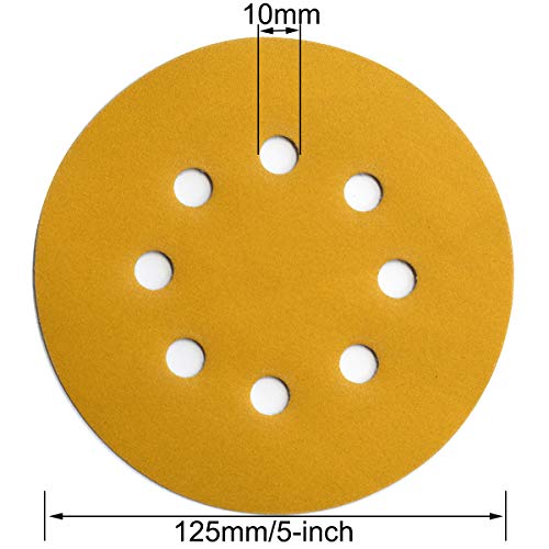5-Inch 8-Hole Hook and Loop Sanding Discs 320-Grit, 100-Pack