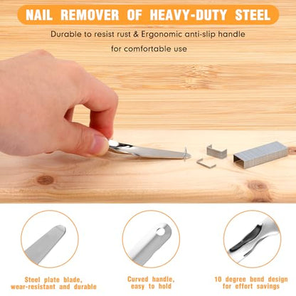 Zonon 6 Pcs Office Staple Remover Tools No Tear Push Style Staple Puller Stainless Steel Flat Staplers for Office Home Business, Silver