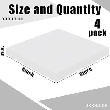 4 Pcs 1" Thick Foam Padding Sheet with Adhesive Backing Closed Cell - color: White, size: 1 Inch Thick, 6 x 6 Inches