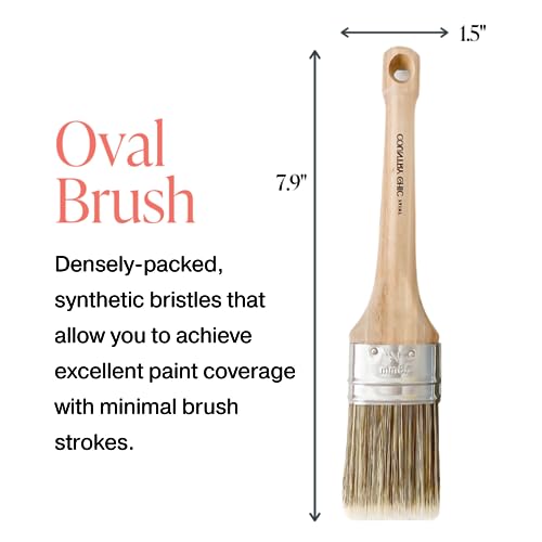 Chalk Style Paint Brush - Oval Brush with Synthetic Bristles for Smooth Furniture Paint Application with Minimal Brush Strokes, No Shedding, Vegan, Best for Water-Based Paint - 1.5" - size: 1.5"