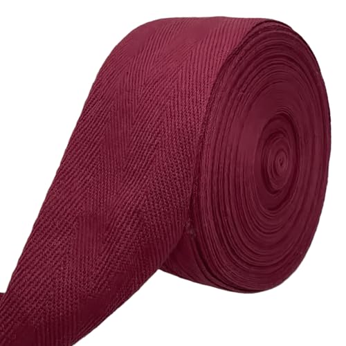 Maroon 2''Cotton Herringbone Twill Tape 15Yds Binding Trim - color: Maroon
