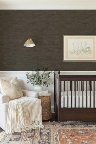 YXTII 20.8" x 196.8" Textured Peel and Stick Wallpaper, Brown Grasscloth Self Adhesive Wallpaper for Bedroom Bathroom Laundry Room RV Stick and Peel Wall Paper Thickened - color: Brown, size: 20.8" x 196.8"