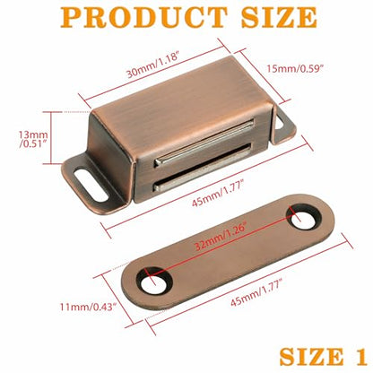 Alise Magnetic Cabinet Latch Cabinet Door Catch Clasps Red Bronze,4 Pcs - color: Red Bronze, size: 1-Small Size