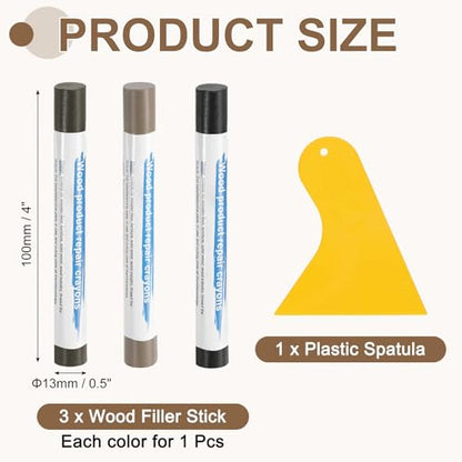 uxcell 3Pcs Wood Filler Sticks, Wax Crayons, 3 Colors Black Brown Series - color: Black Brown Series