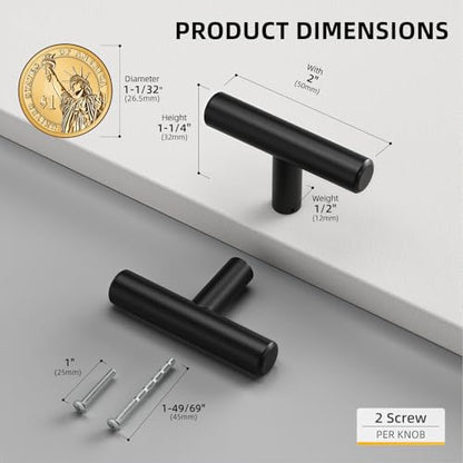 Goldenwarm 10 Pack Black Cabinet Knobs Matte Black Drawer Knobs, 2Inch - color: Black