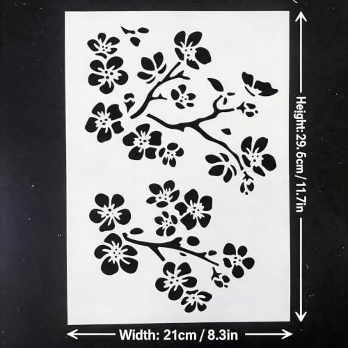 TIAMECH A4 Reusable Cherry Blossom Stencil for Painting - style: Cherry Blossom Twig