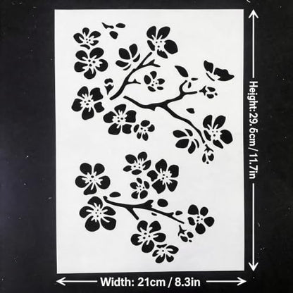 TIAMECH A4 Reusable Cherry Blossom Stencil for Painting - style: Cherry Blossom Twig