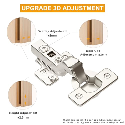 2-Pack Frameless Soft Close 40mm Cup Inset Cabinet Hinges - size: Inset