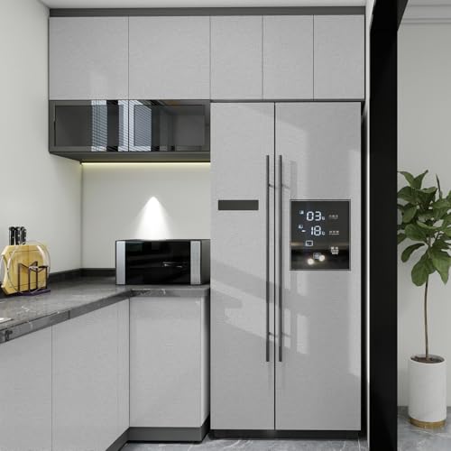 Grasscloth Peel and Stick Wallpaper Light Grey Textured Contact Paper, Set of 17.3 x 480 Inches Removable Wallpaper for Bedroom, Countertop, Cabinet and Drawer, Renter Friendly Wall Paper - color: Light Gray, size: 17.3" x 5" Pack of 96