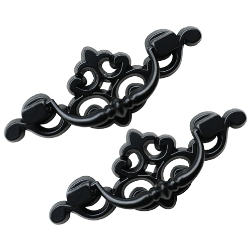 8 Pack Black Drop Bail Drawer Pulls, 2-1/2 Inch Hole Center - color: Black-